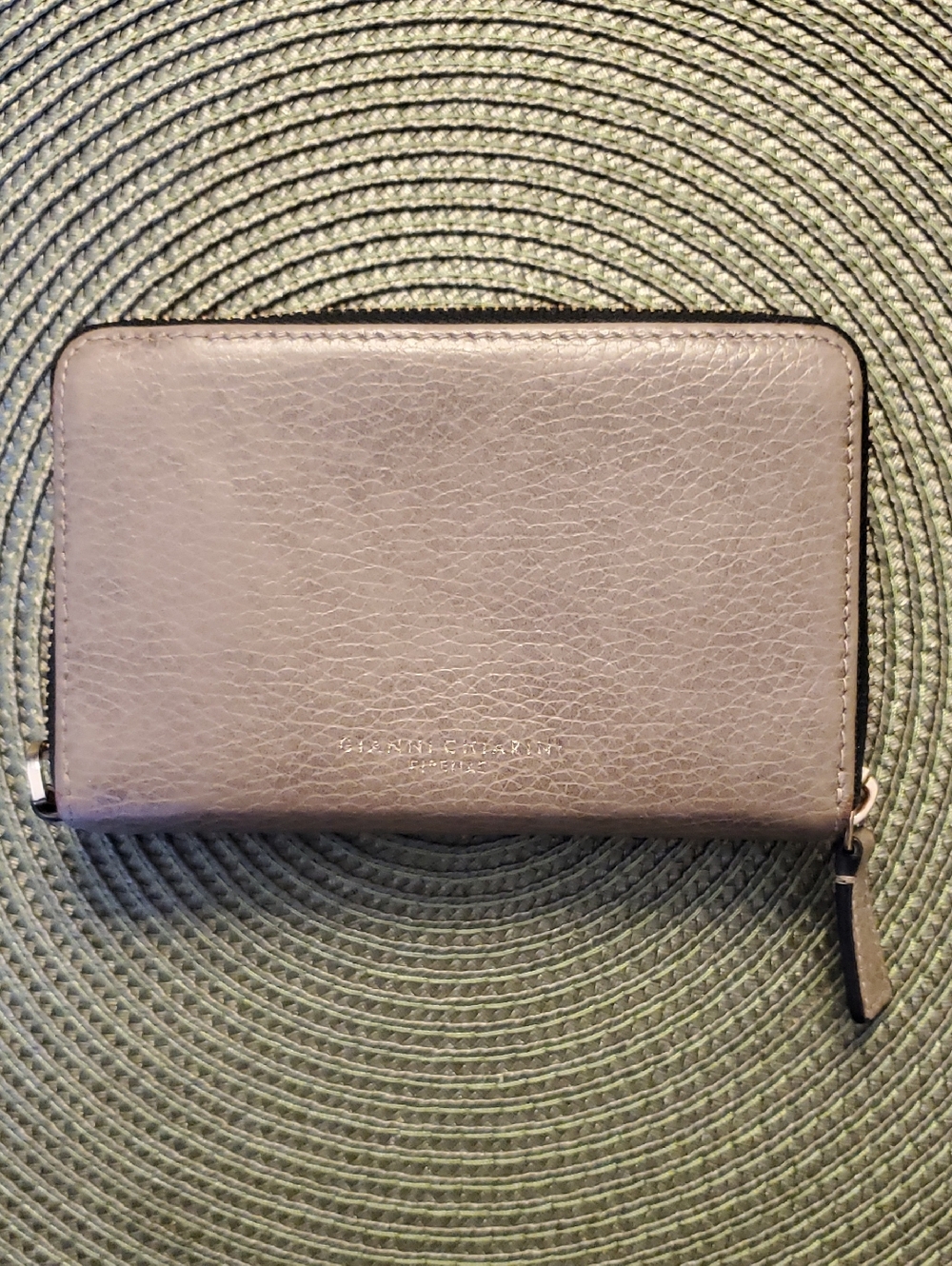Zip-Around Leather Wallet in Taupe
